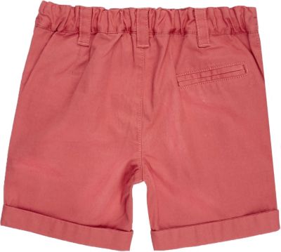 Mini boys red twill shorts